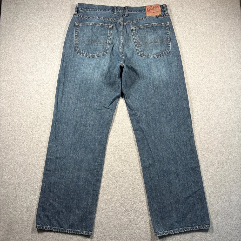 Lucky Brand 181 Relaxed Straight Jeans Men's 36x32 Blue Denim 100% Cotton
